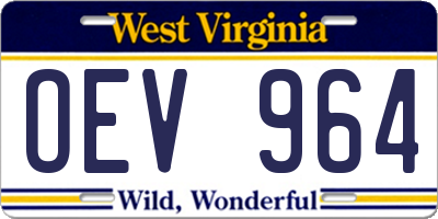 WV license plate OEV964