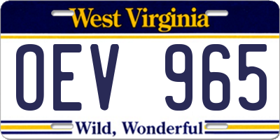 WV license plate OEV965