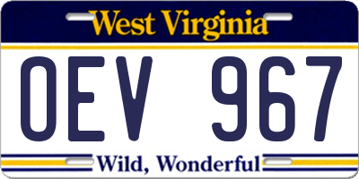 WV license plate OEV967