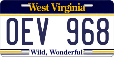 WV license plate OEV968