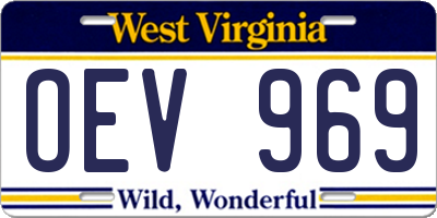 WV license plate OEV969