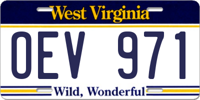 WV license plate OEV971