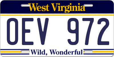 WV license plate OEV972