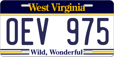 WV license plate OEV975