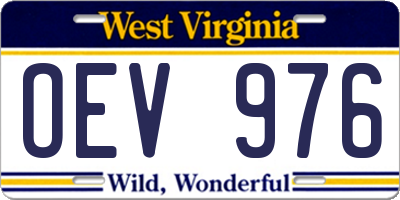 WV license plate OEV976