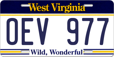 WV license plate OEV977