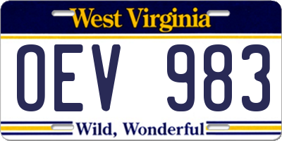 WV license plate OEV983