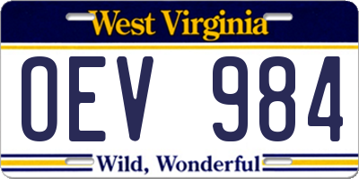 WV license plate OEV984