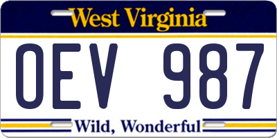 WV license plate OEV987