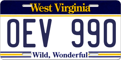 WV license plate OEV990