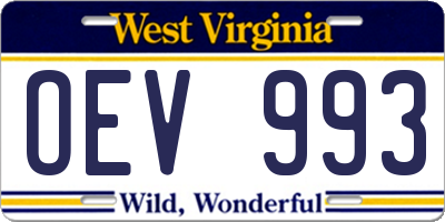 WV license plate OEV993