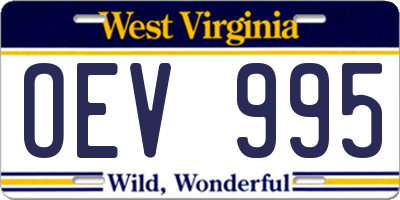 WV license plate OEV995