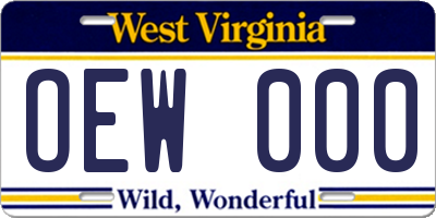 WV license plate OEW000
