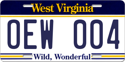 WV license plate OEW004