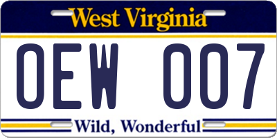 WV license plate OEW007