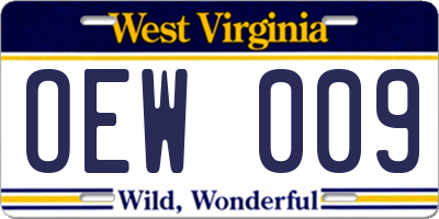 WV license plate OEW009