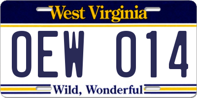 WV license plate OEW014