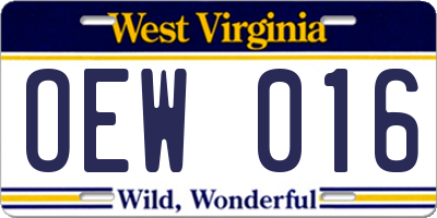 WV license plate OEW016