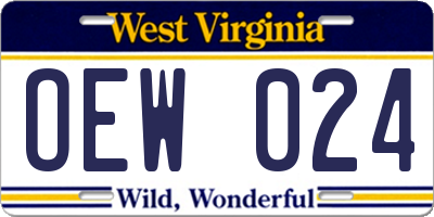 WV license plate OEW024
