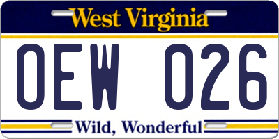 WV license plate OEW026