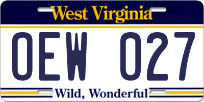 WV license plate OEW027