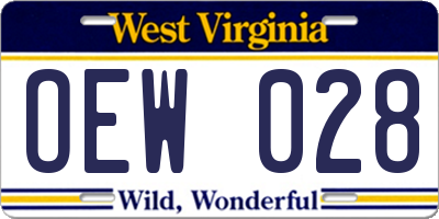 WV license plate OEW028