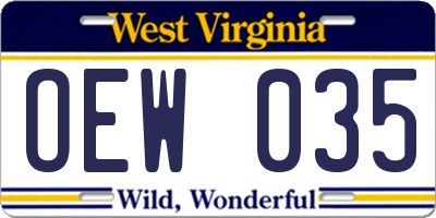 WV license plate OEW035