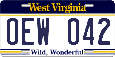 WV license plate OEW042
