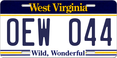 WV license plate OEW044