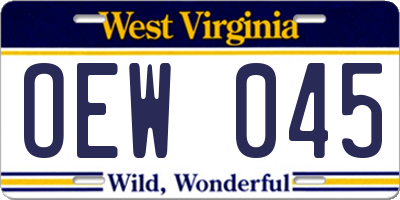 WV license plate OEW045