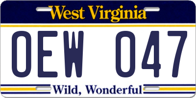 WV license plate OEW047