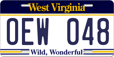 WV license plate OEW048