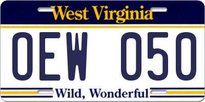 WV license plate OEW050