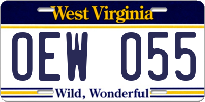 WV license plate OEW055