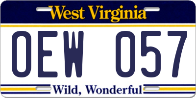 WV license plate OEW057