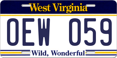 WV license plate OEW059