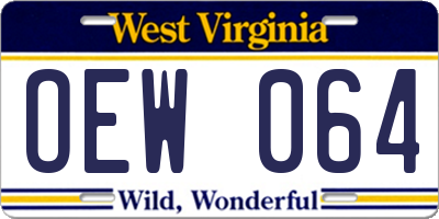 WV license plate OEW064
