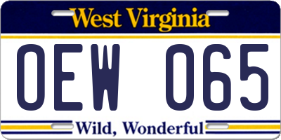 WV license plate OEW065