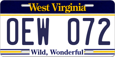 WV license plate OEW072