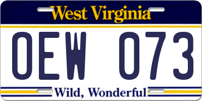 WV license plate OEW073