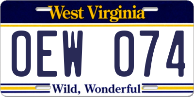 WV license plate OEW074