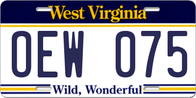 WV license plate OEW075