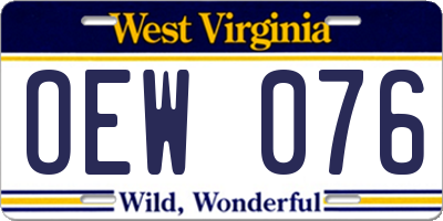 WV license plate OEW076