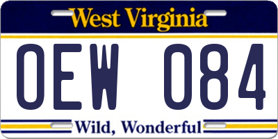 WV license plate OEW084