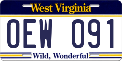 WV license plate OEW091