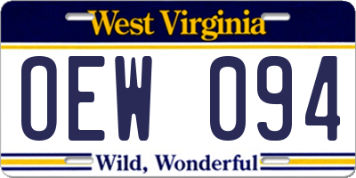 WV license plate OEW094