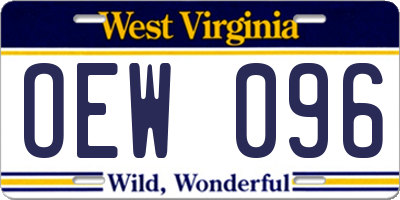 WV license plate OEW096