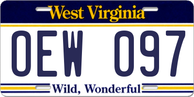WV license plate OEW097