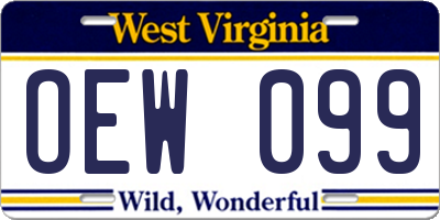WV license plate OEW099