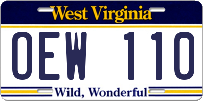 WV license plate OEW110